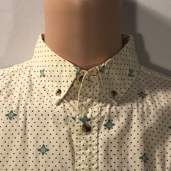 Nuco LA brand Los Angeles polka dot green mod pattern dress shirt Mens Medium M - Picture 3 of 7